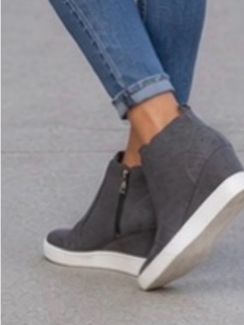 MIA Gray Perforated Hidden Wedge Sneaker Booties Size 10 NWT